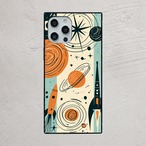 受注生産 iPhoneケース オレンジ惑星のレトロ宇宙柄｜惑星モチーフ RFSP012C