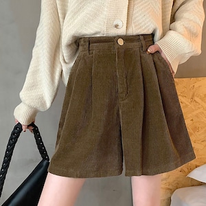 コーデュロイ ショートパンツ レディース 春秋冬 韓国 おしゃれ 大人 かわいい カジュアル ゆったり ハイウエスト Aライン 美脚 大人可愛い 大人女子