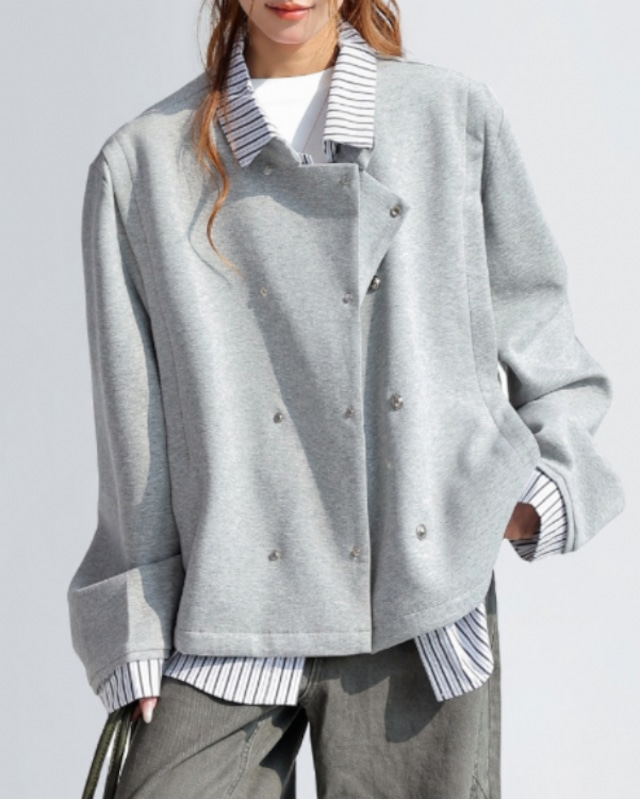 Layered Double Button Shirt Jacket［A0497］