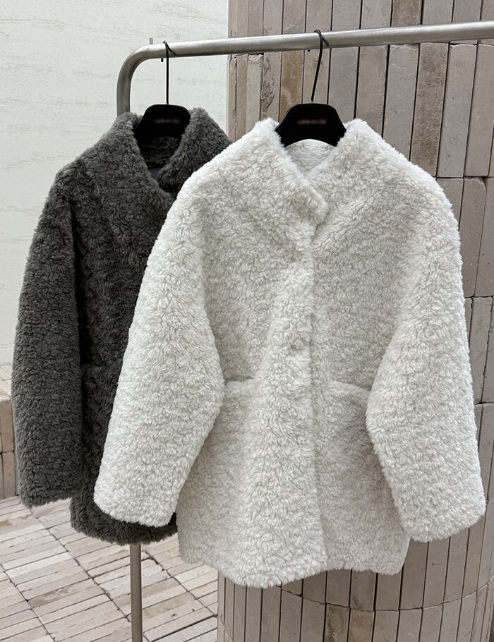 25aw】Middle-neck Half Boa Coat_2colors | mienneミアンヌ