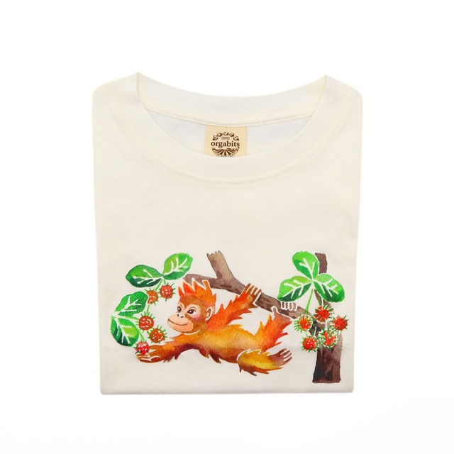 【特別価格・送料無料選択可】こども用オランウータンＴシャツ（オーガニックコットン100%）