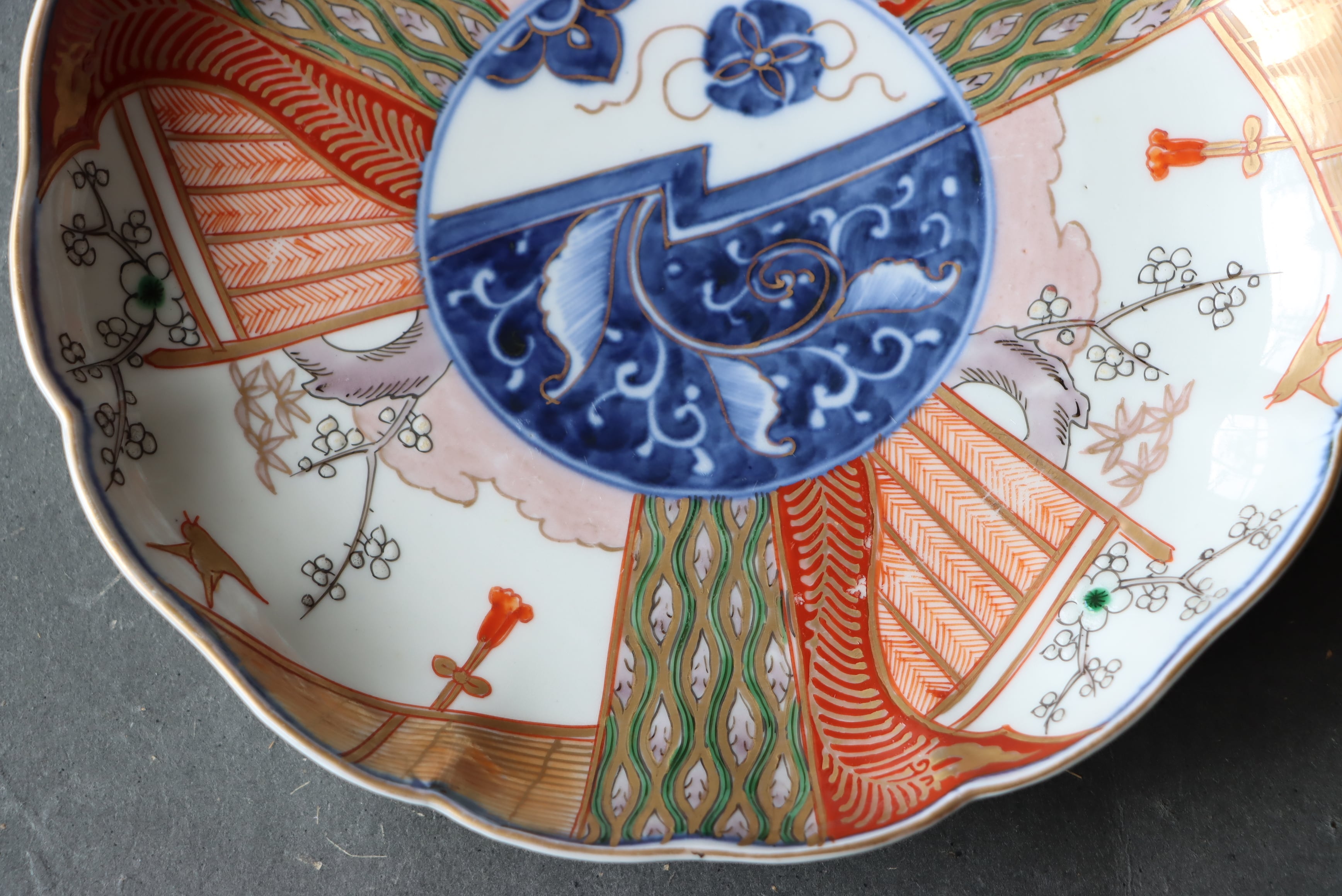 伊万里焼 色絵 花鳥文 中皿 七寸 通りもの/Imari medium size plate