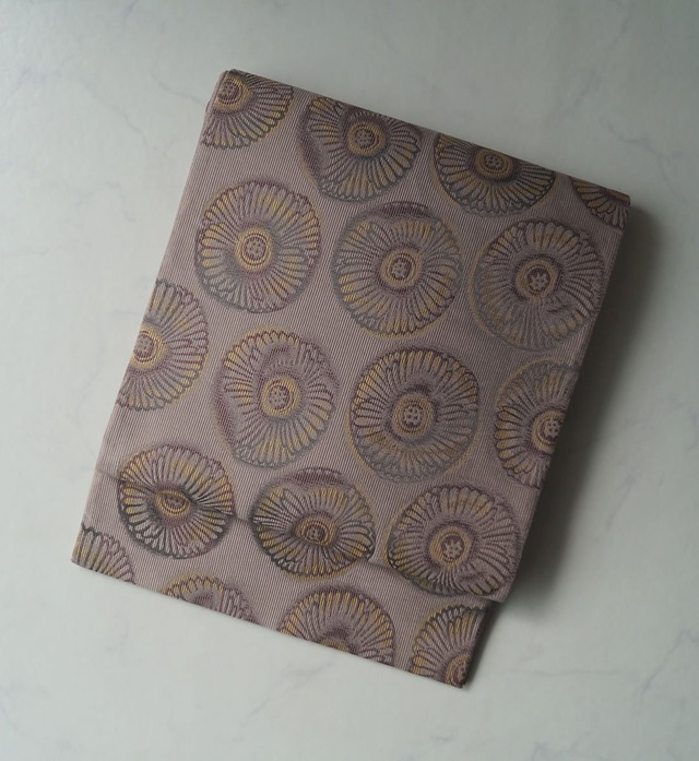 【ふくろ帯】鳩羽鼠系色地　花丸文　ふくろ帯