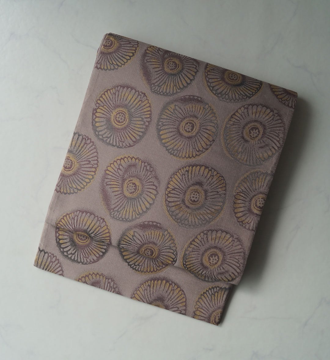 【ふくろ帯】鳩羽鼠系色地 花丸文 ふくろ帯