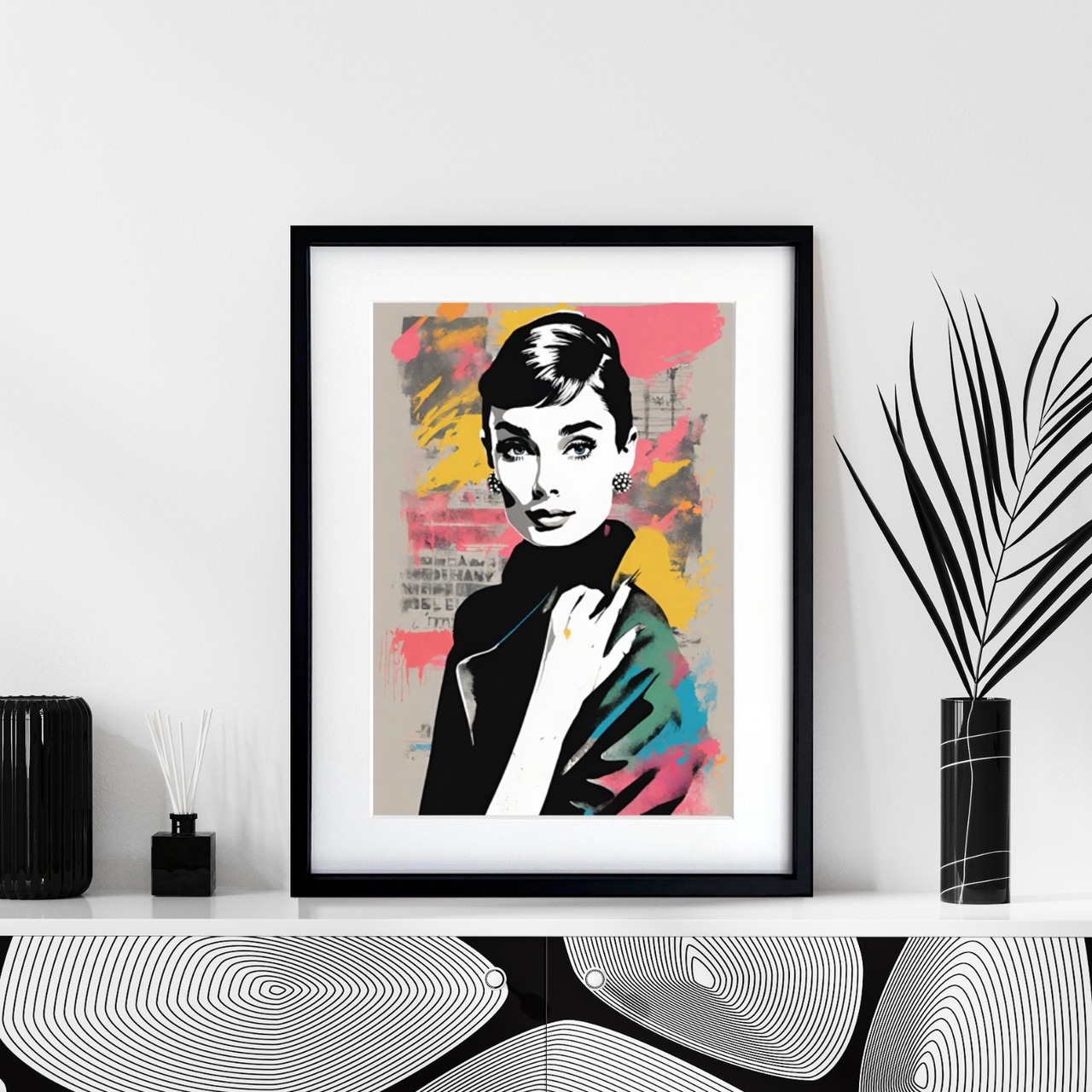 Audrey Elegance｜モダン×ポップなオードリー風アートポスター｜上品な存在感で空間を華やかに｜｜A3ポスター