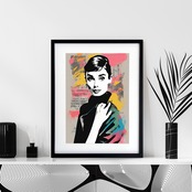 Audrey Elegance｜モダン×ポップなオードリー風アートポスター｜上品な存在感で空間を華やかに｜｜A3ポスター