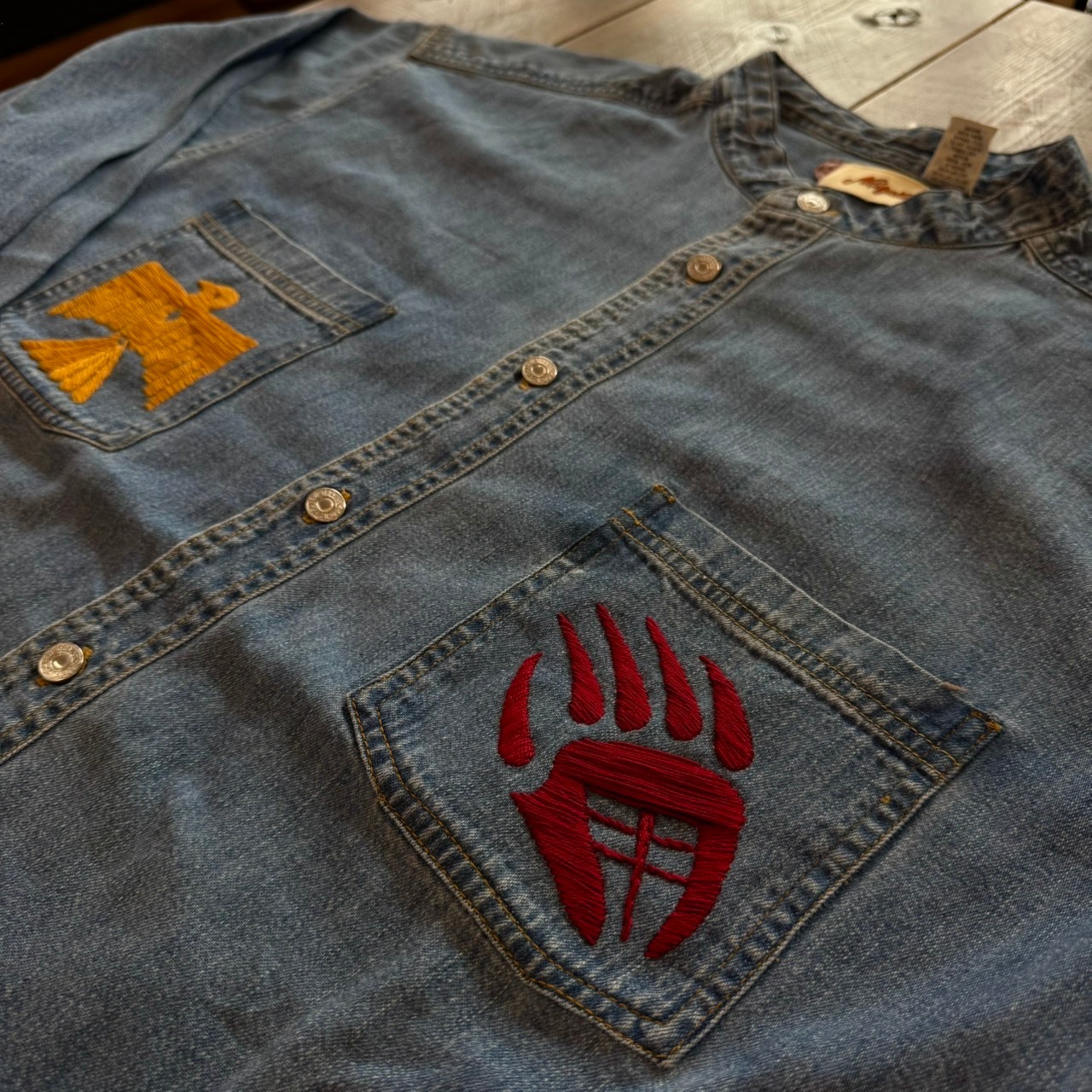 ナスングワム【Nasngwam】Indian motif Denim Shirt　XLサイズ - 3