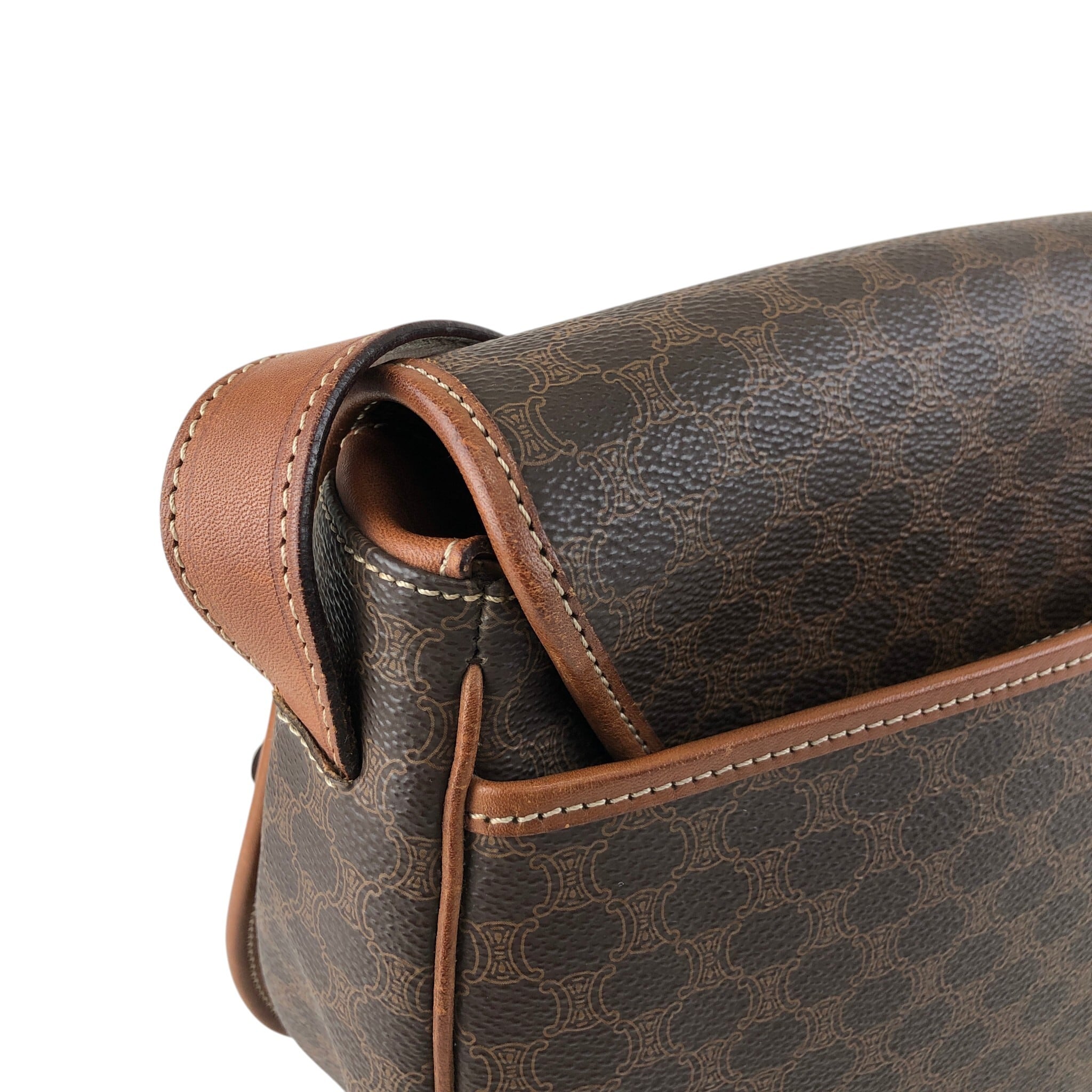 CELINE セリーヌ マカダム ショルダーバッグ ブラウン ブラゾン型押し