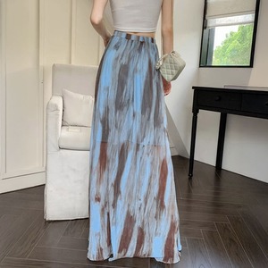 タイダイ柄 マキシスカート レディース 韓国 春夏 ロング スカート 大人 きれいめ かわいい おしゃれ ハイウエスト 体型カバー 軽やか Aライン ドレープ 大人可愛い 大人女子