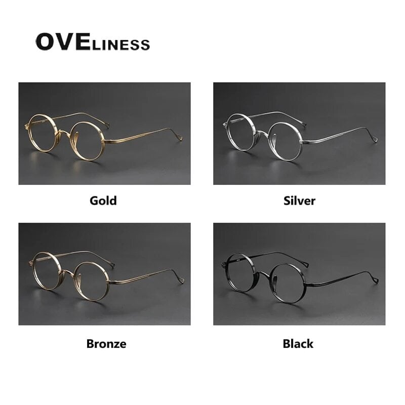 OV0002】〈Titanium〉Vintage Retro Round Glasses