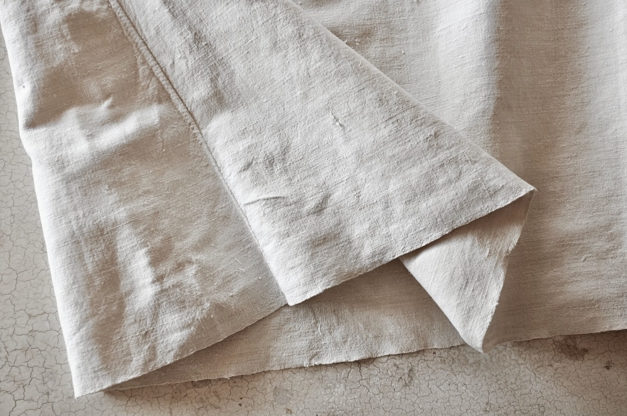 フランス 1900s 手織シャンブルリネン 物語的ワンピースb アンティーク