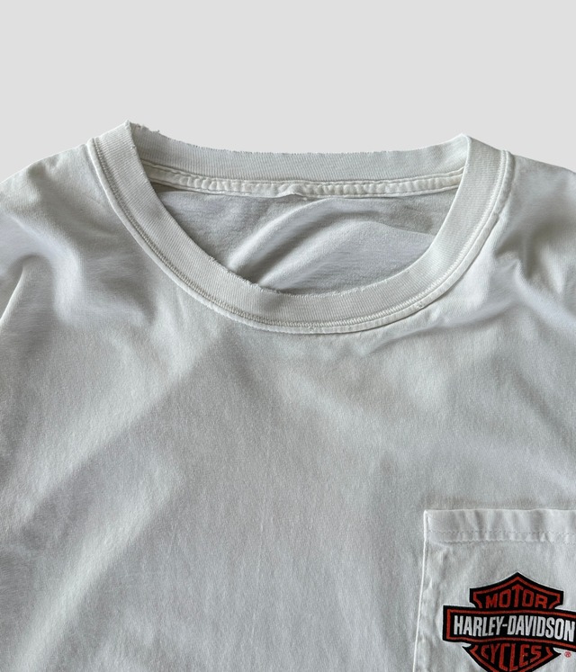 -Harley Davidson White Long sleeve shirt fire flame