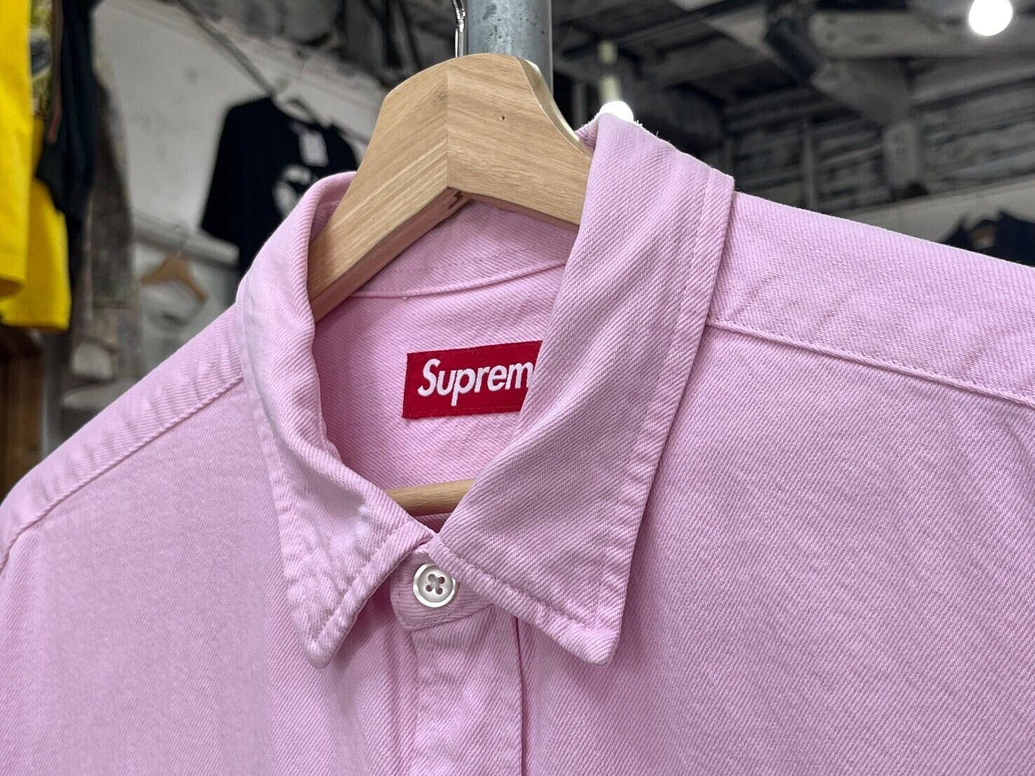 Supreme LOOSE FIT SS DENIM PAINTER SHIRT PINK MEDIUM 06332 | BRAND 