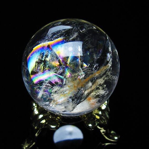 アイリスクォーツ 水晶 丸玉 虹入り 27mm 水晶玉 置物 スフィア 141-6957