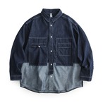 Denim shirt oversized button-down shirt ◇H0435