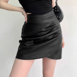 faux leather mini a-line skirt la2369