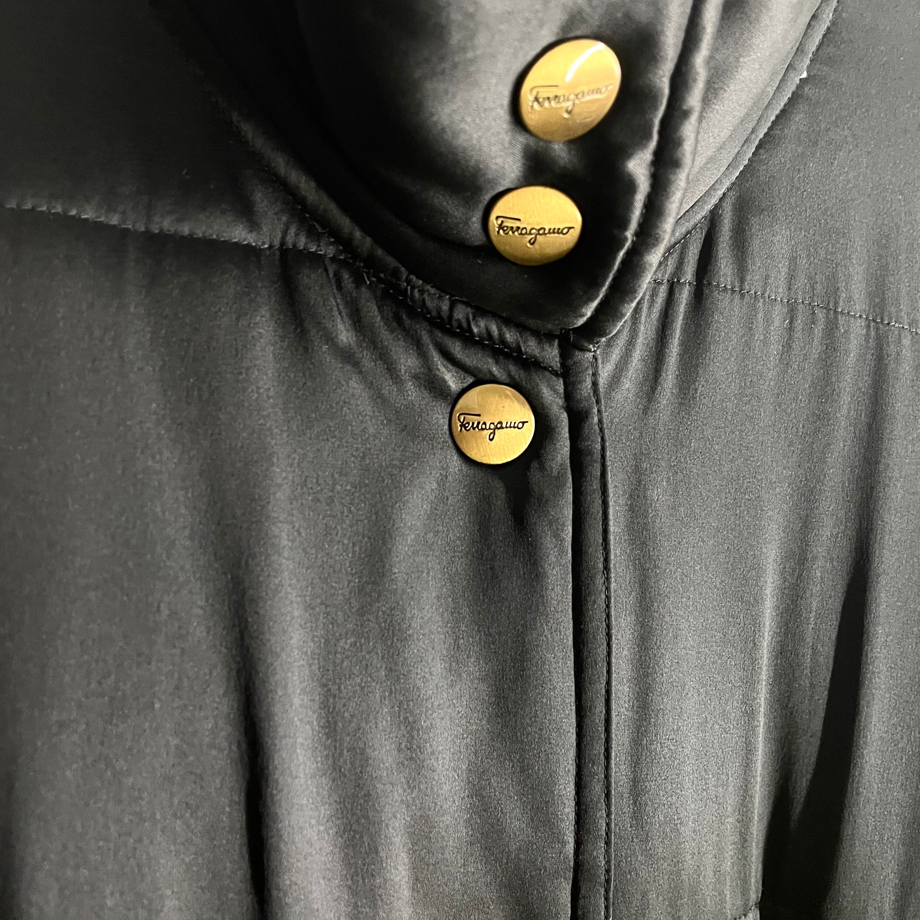 ジャケット・アウター 90s Salvatore Ferragamo silk coat 90s Salvatore Ferragamo Padded Silk Blouson ITALY製 | VOLAR