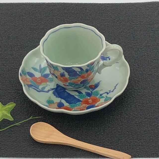 有田焼 色鍋島コーヒー碗皿 椿 カップ＆ソーサー | 有田焼ショップ