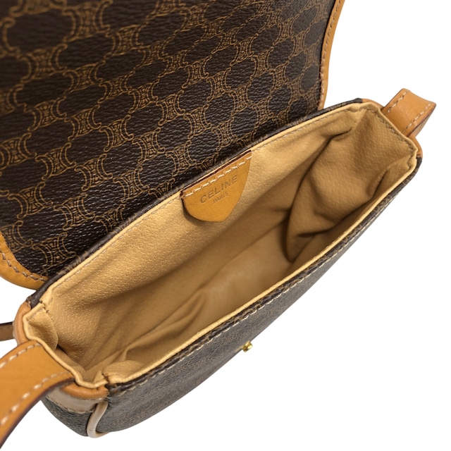 CELINE セリーヌ マカダム ショルダーバッグ ブラウン トリオンフ PVC ミニバッグ vintage ヴィンテージ オールド mfvtfa