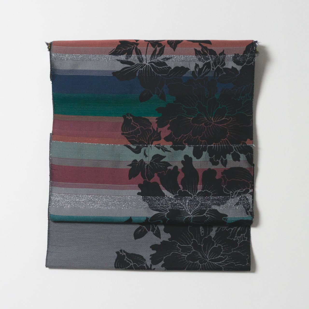 専用帯4614 ●高級 正絹 塩瀬 名古屋帯 唐獅子 塩瀬染め帯の逸品 リサイクル名古屋帯 染め帯 連獅子 歌舞伎柄 日本