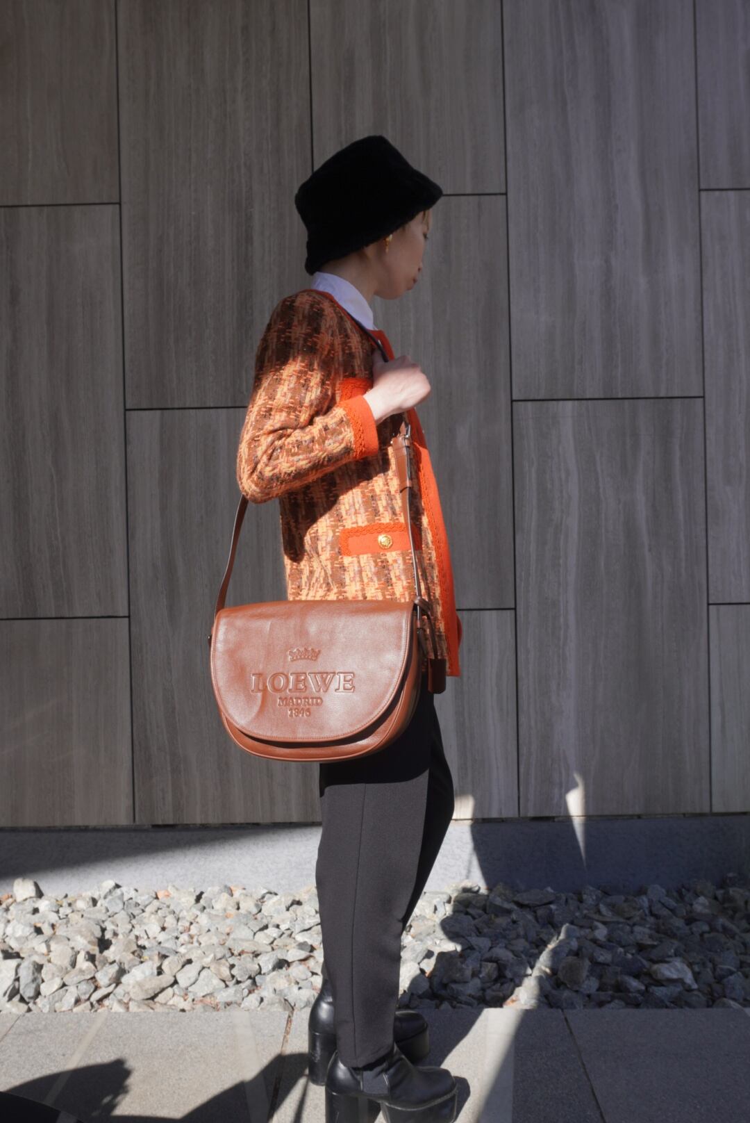 レディース LOEWE ヘリテージ ショルダーバッグ ブラウン