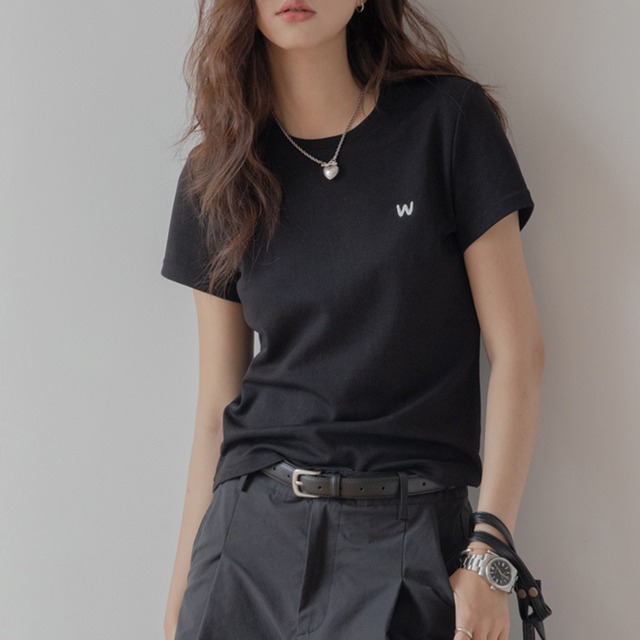 small round neck solid color t shirt short sleeve
