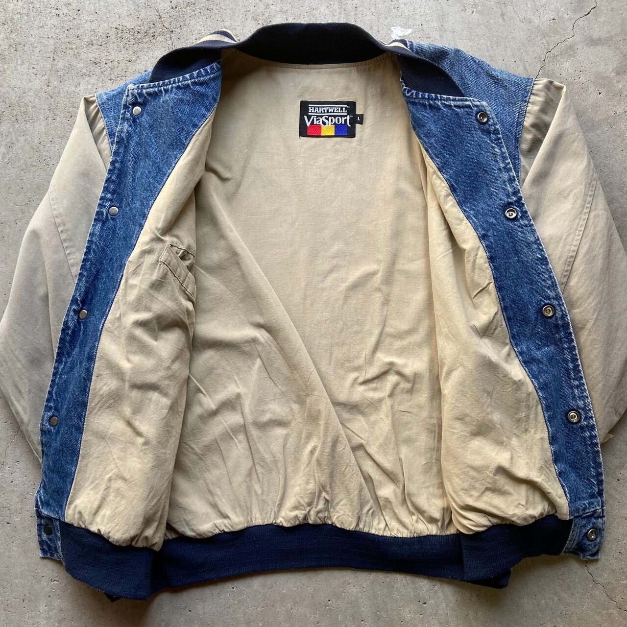 90年代 HARTWELL ViaSport デニムスタジャン デニムジャケット 無地 袖 