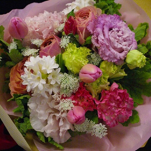 生花　ブーケタイプ花束　ミックスカラー「優しいブーケ」