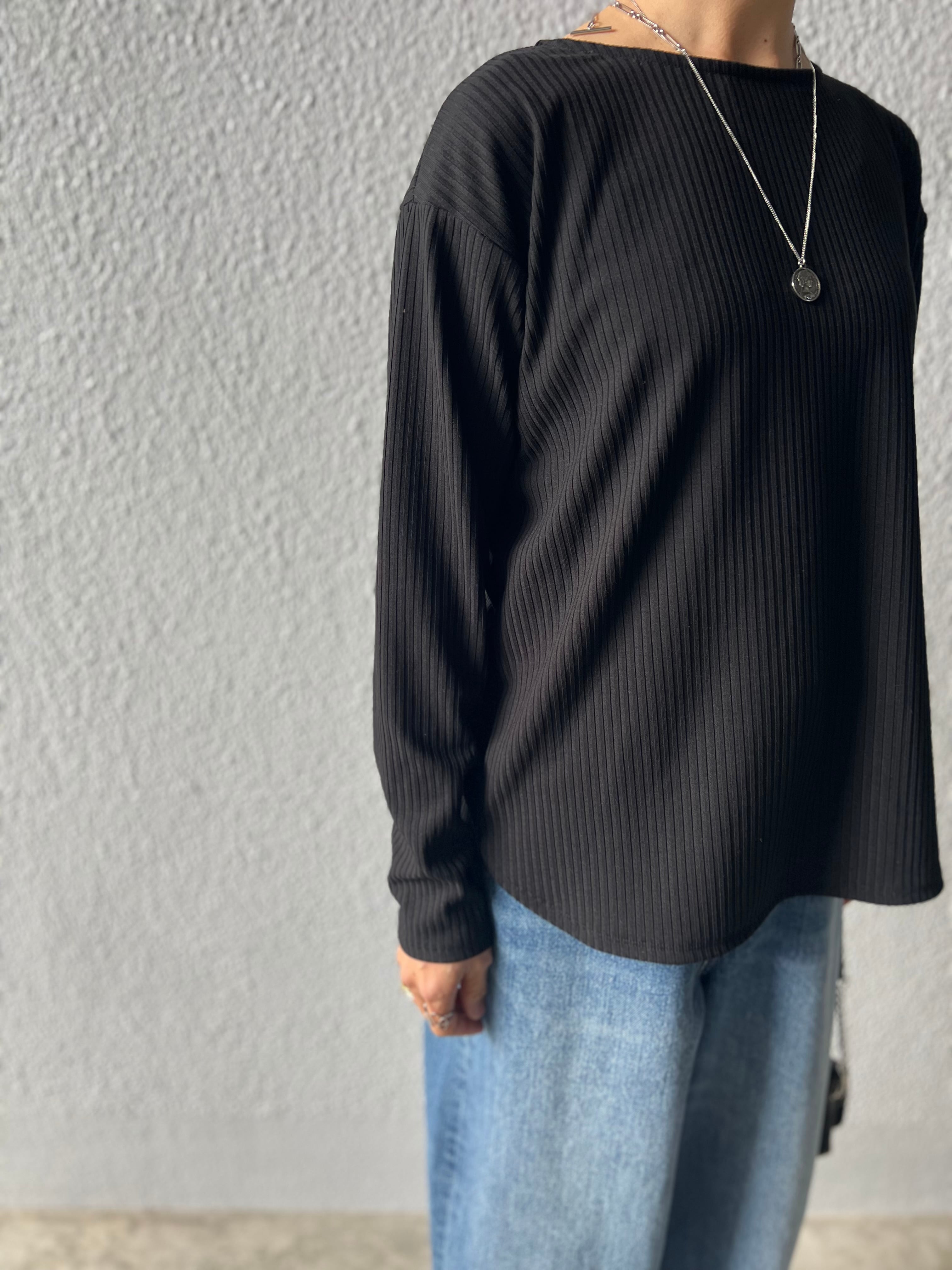 【LEMELANGE】ボートネックストレッチリブtee 8551006