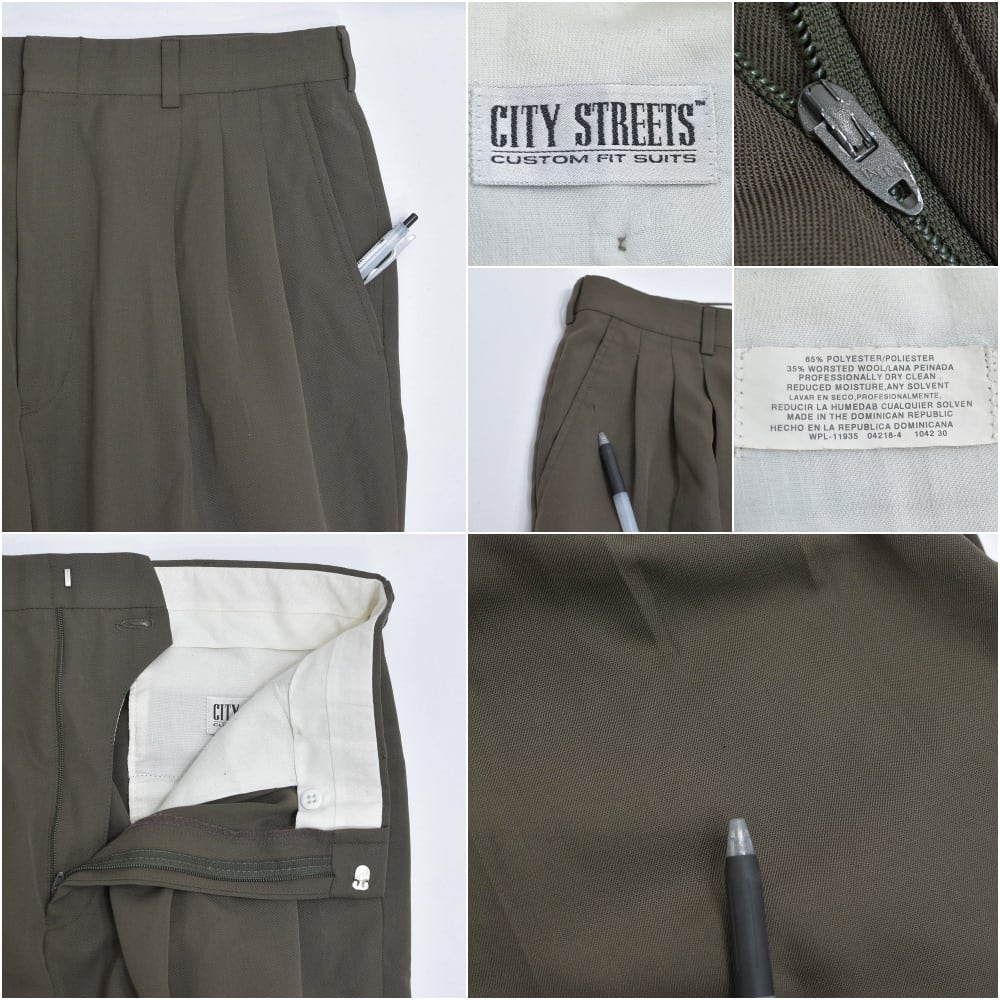 90s CITY STREETS シティストリート ワイド 3タック スラックス パンツ