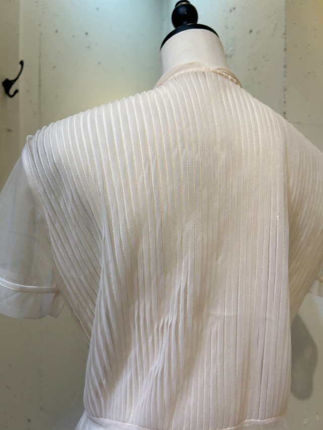 50's flower pink sheer blouse