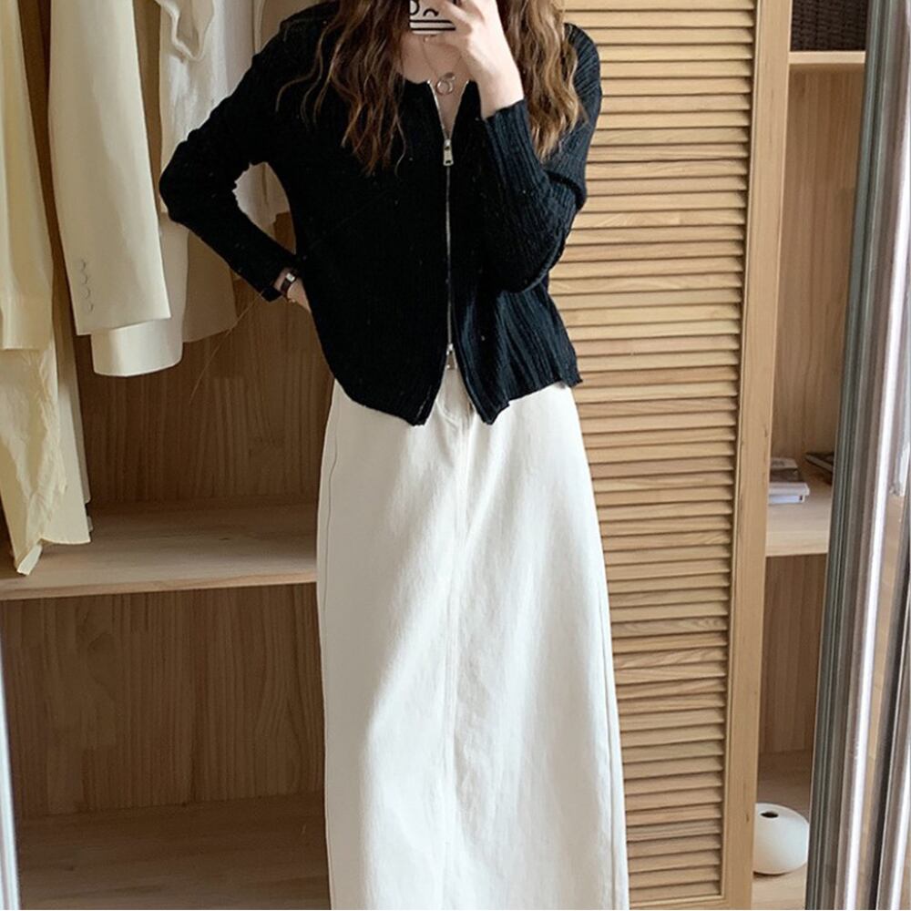 フロントファスナー ニット カーディガン レディース 春秋 きれいめ 大人 かわいい ライトアウター トップス おしゃれ カジュアル ショート丈 大人可愛い 大人女子