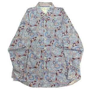 ペイズリー柄　ペイズリー　柄シャツ　長袖シャツ　水色　ヴィンテージ　ビンテージ XXL　