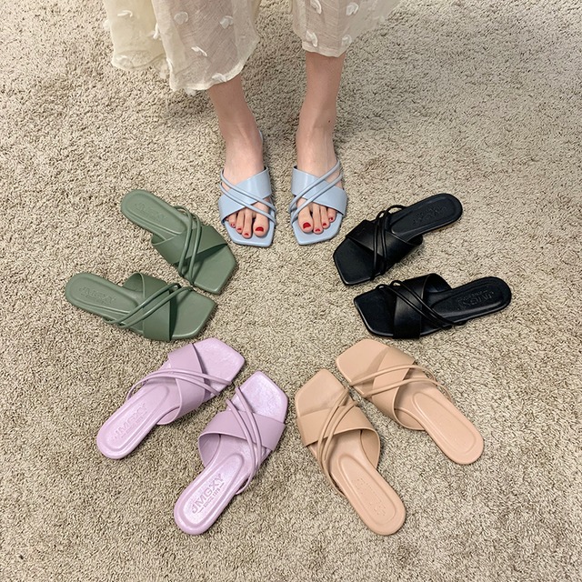 サンダルミュールサマーレッド 靴 シューズ 夏物 ビーチ スクウェア 部族の婦人靴70397025317