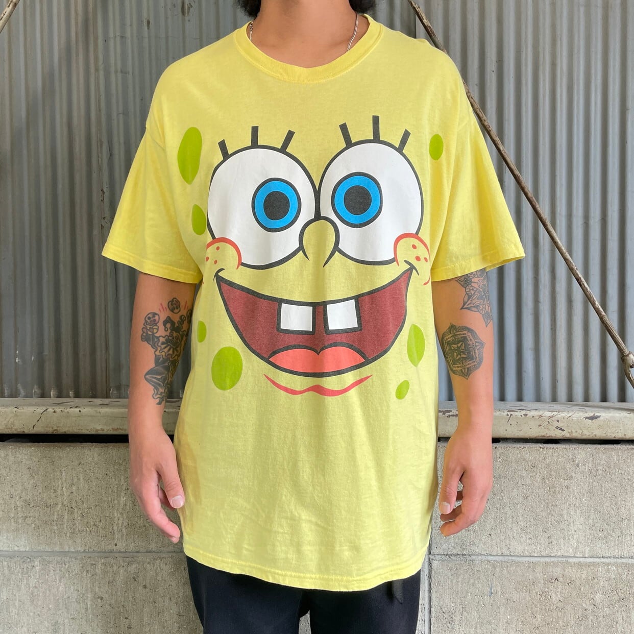 90年代〜00年代 スポンジボブ キャラクタープリントTシャツ メンズ