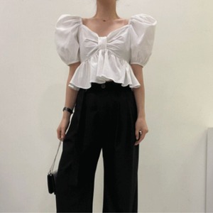 パフスリーブリボンデザイントップス　21839