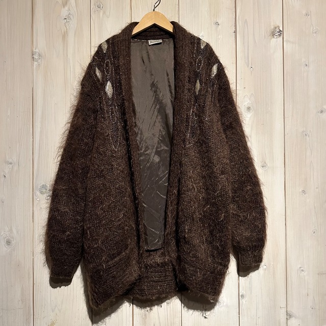【a.k.a.C.a.k.a vintage】Mohair Mix Artistic Patch Design Vintage Loose Knit Cardigan Jacket