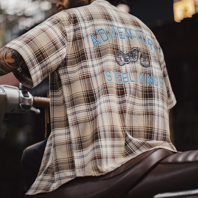 American Retro Check Biker Shirt 00560