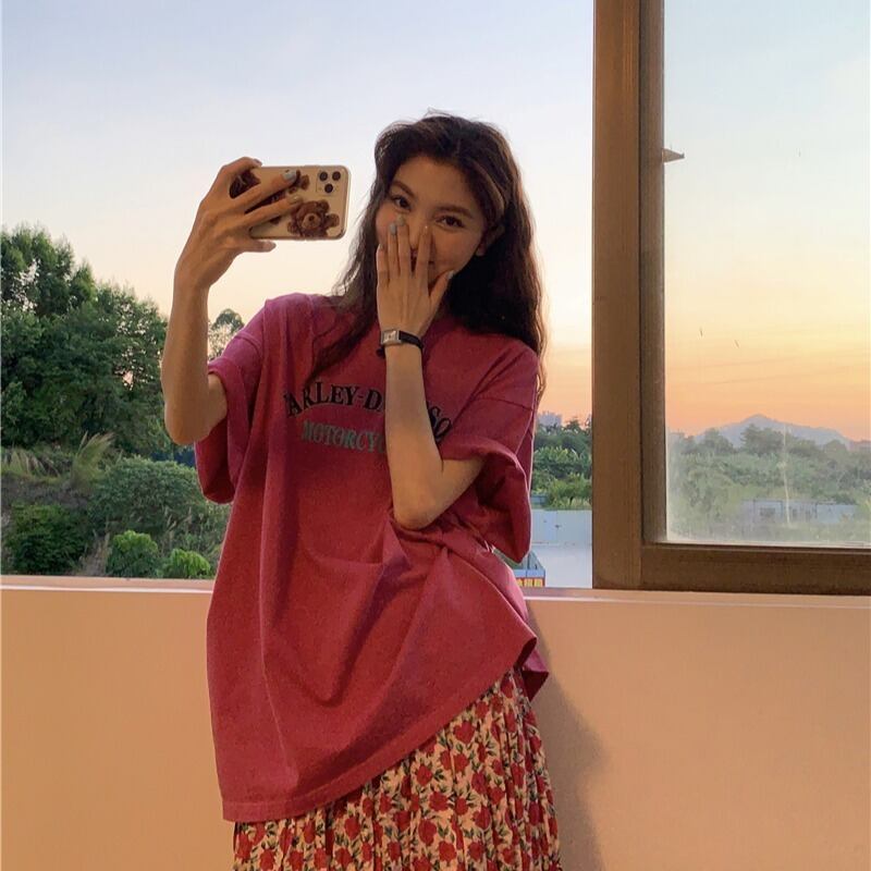 レッドルーズプリントTシャツ サマー 夏物 モンロー28455674572