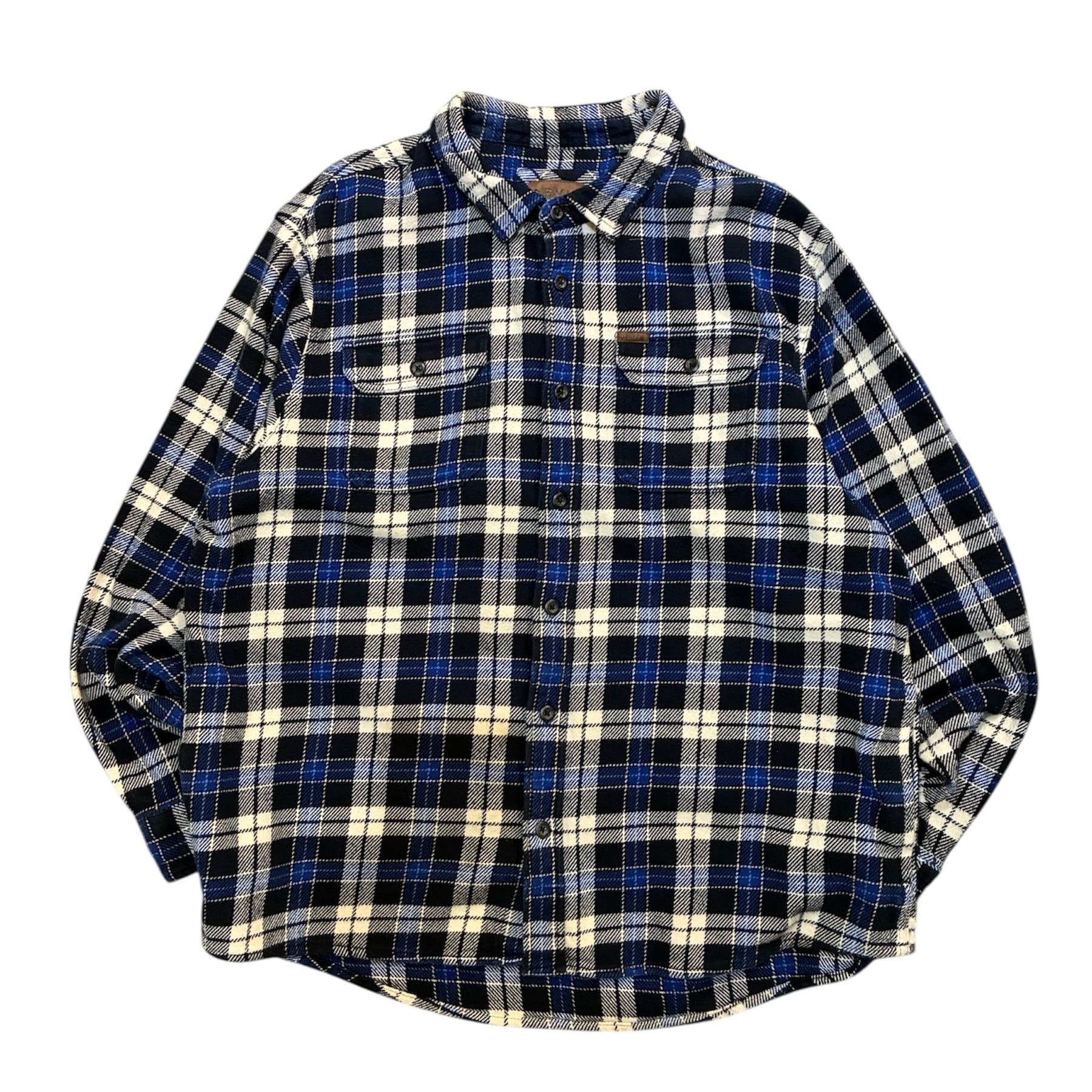 希少90's ORVIS ヘビーネルシャツ　ブルゾン　オンブレチェック　青黒 希少90's ORVIS ヘビーネルシャツ ブルゾン オンブレチェック 青黒