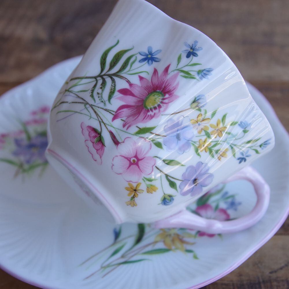 Shelley シェリー Dainty ディンティー ワイルドフラワーズ ピンク 花柄 コーヒーカップ ソーサー 2311221 イギリス