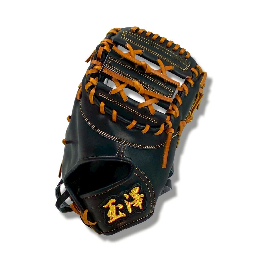 【硬式】玉澤 ファーストミット TKF-1007DX(本体:ブラック 紐:タン)|タマザワ