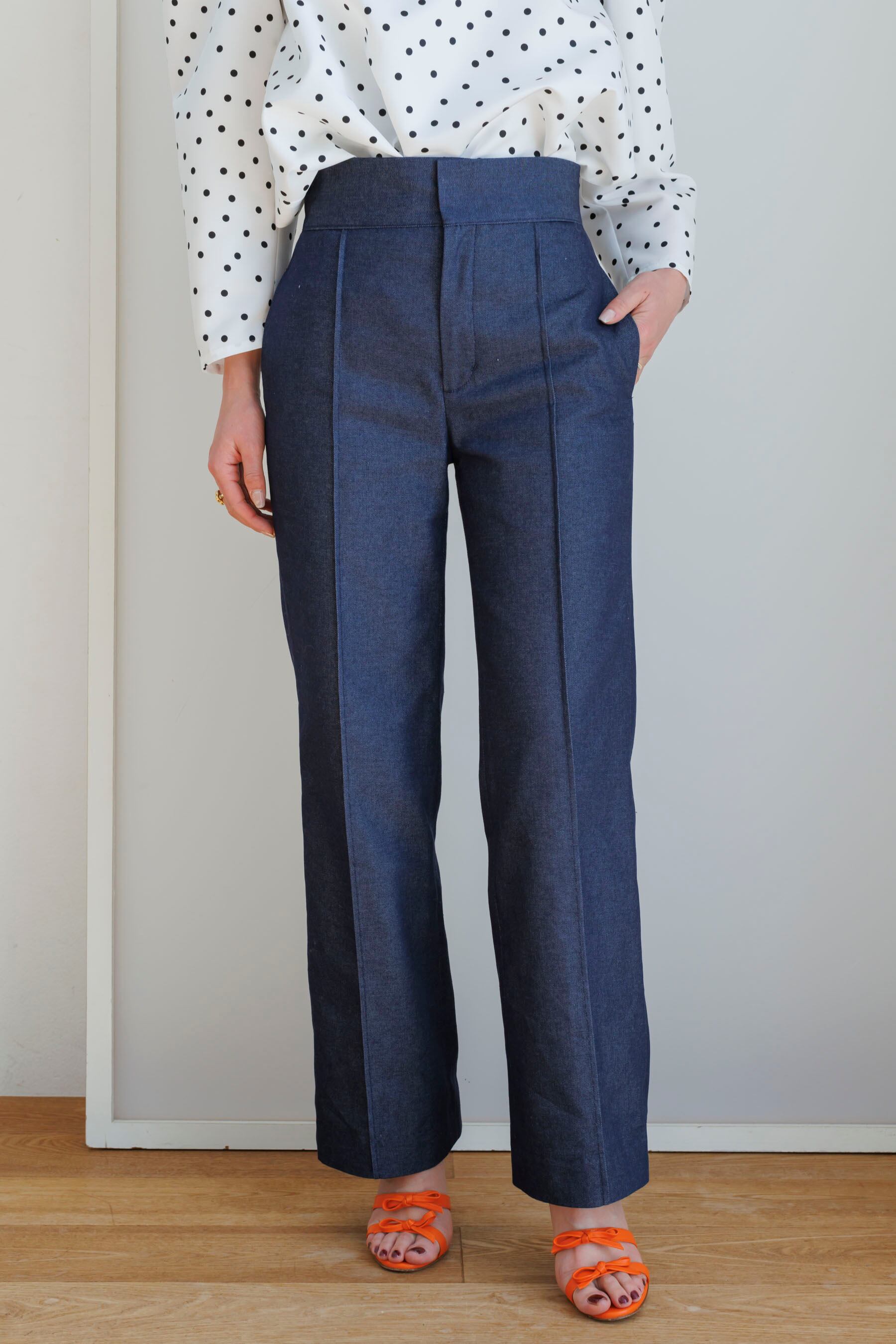 Suspenders wide pants | Bluelea