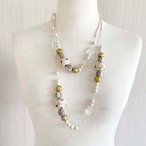 ネックレス　ロングネックレス　軽い素材　白×ゴールド 12accz7-5
