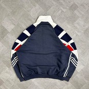 【希少】アディダス ハーフジップスウェット 90s ロゴ刺繍 トリコロール 美品