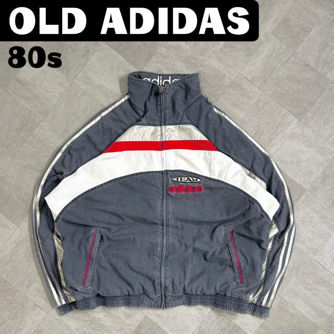 1980s ADIDAS logo embroidery intermaterial switch track jacket  