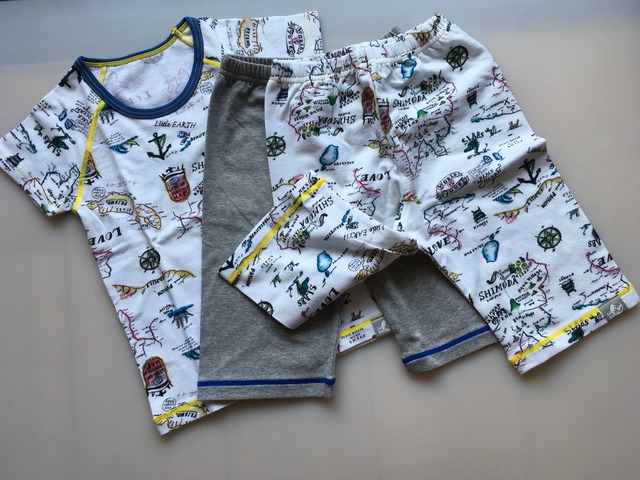 海図パジャマ　ズボン2枚セット　【日本製】海図＆グレー