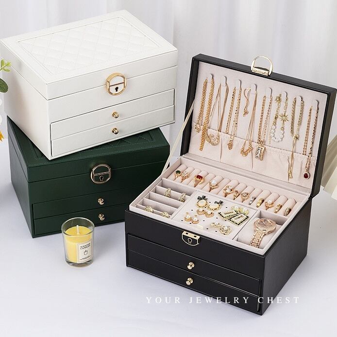 大容量 3段のシンプルなジュエリーボックス チェスト | Russel 海外