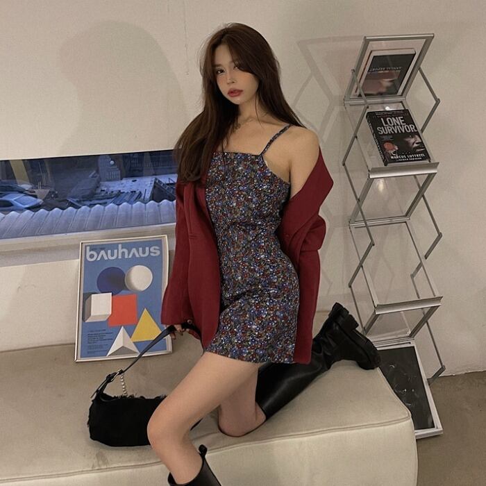 スタンダードフローラルドレス スカート ジャケット レトロ 花柄 ドラファッションホール52424161053