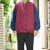 snap button type switching design silk blouson